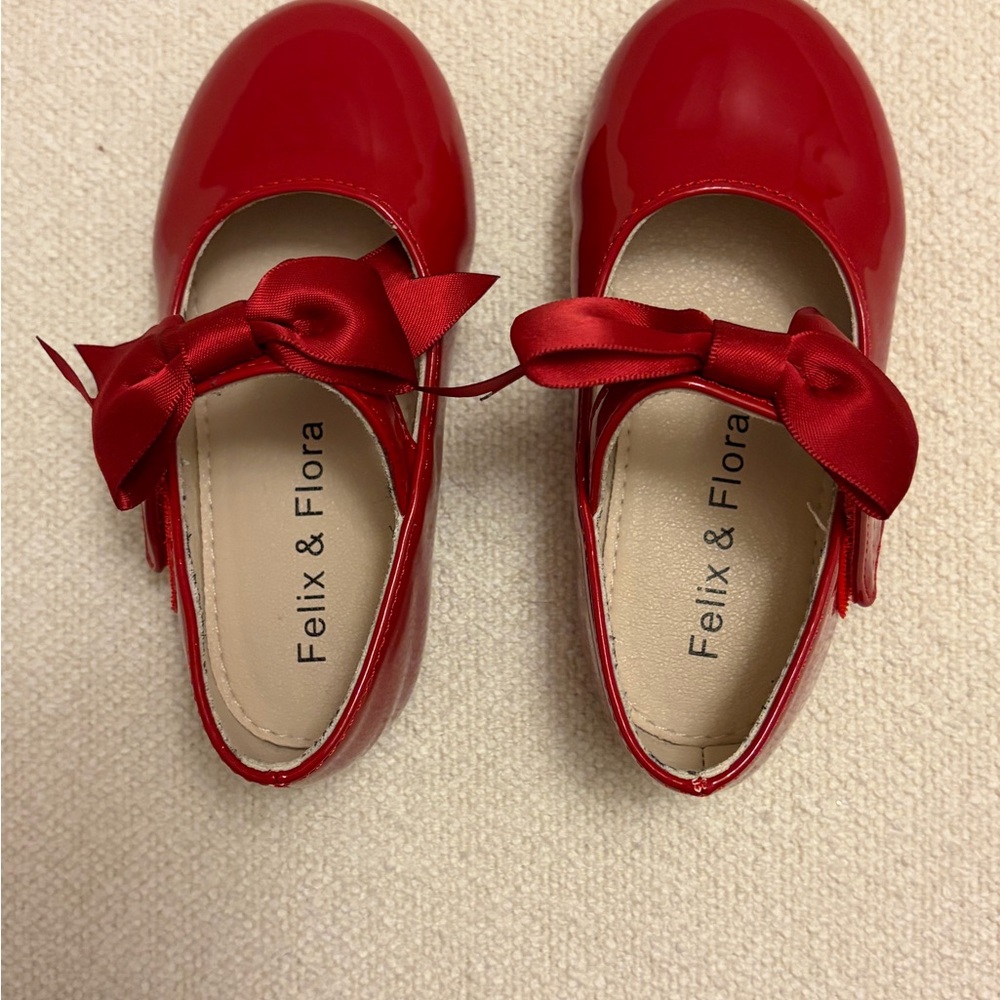 Felix & Flora Kids Red Dress Shoes with Bow